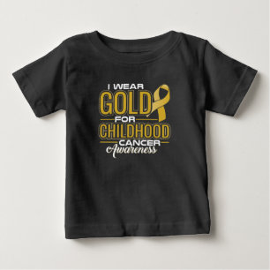 私は幼年期の蟹座の認識度のための金ゴールドを身に着けています ベビーTシャツ