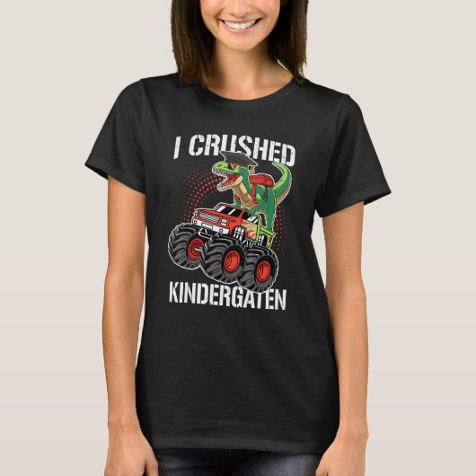 私は幼稚園の卒業恐竜の怪物をつぶした Tシャツ (正面)