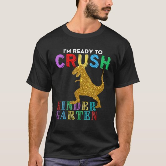 私は幼稚園の恐竜をSに押し戻す準備ができている Tシャツ (正面)