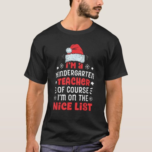 私は幼稚園先生おもしろいクリスマサンタN Tシャツ (正面)
