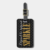 私は広がりの輝きの黒シェブロンに旅します ラゲッジタグ (正面縦)