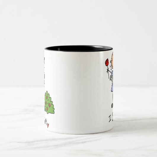 私は庭いじりをします ツートーンマグカップ (中央)