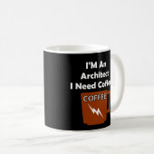 私は建築家、私必要としますコーヒーをです! コーヒーマグカップ (正面右)