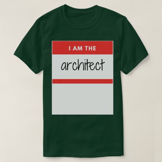 私は建築設計赤ステッカー Tシャツ (デザイン正面)