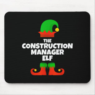 私は建設マネージャーのエルフ ファミリーパジャマクリスマス マウスパッド