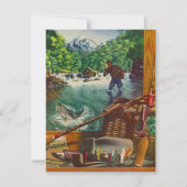 私は引っ越しましたの発表の魚釣りの丸太の家を有します 案内状 (正面)