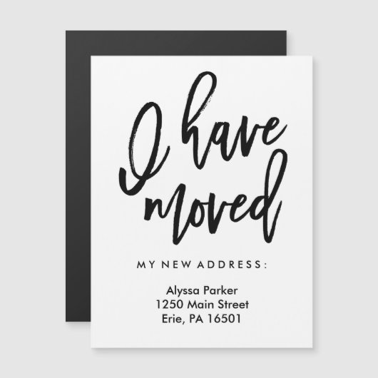 私は引っ越しをしシンプルたタイポグラフィ マグネット招待状 (正面/裏面)