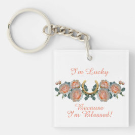 私は引用文蹄鉄だからラッキー賛美だ キーホルダー