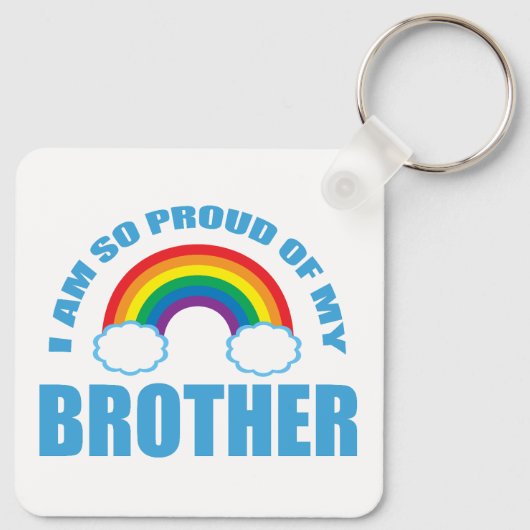 私は弟のレインボー誇りを持ったゲイプライドの出身だ キーホルダー (裏面)