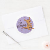 私は強いかわいいかわいいベビーカンガルーブラウン&パープル ラウンドシール (封筒)