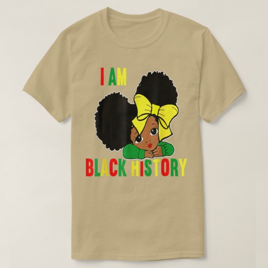 私は強いアフリカの女王の女の子である黒の歴史M Tシャツ (デザイン正面)