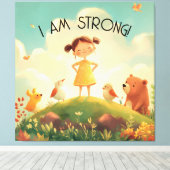 私は強い – 女の子のエンパワーメント キャンバスプリント (インサイチュ (ウッドフロア))
