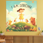 私は強い – 女の子のエンパワーメント キャンバスプリント (インサイチュ (リビング))