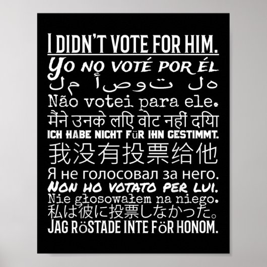 私は彼に投票しなかった – アンチトランプTシャツ ポスター (正面)