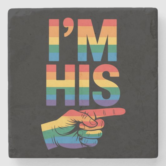 私は彼のゲイカップルのマッチングLGBTQプライド ストーンコースター (正面)