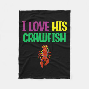 私は彼のザリガニMardi GrasマッチングカップルGirが大好き フリースブランケット