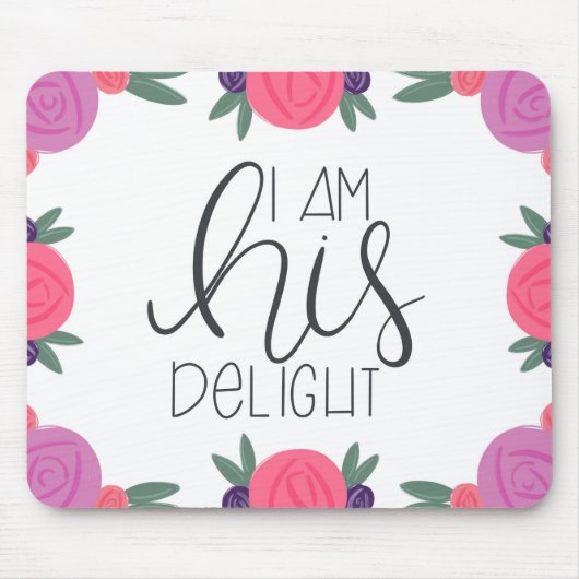 私は彼の喜び明るい花模様マウスパッド マウスパッド (正面)