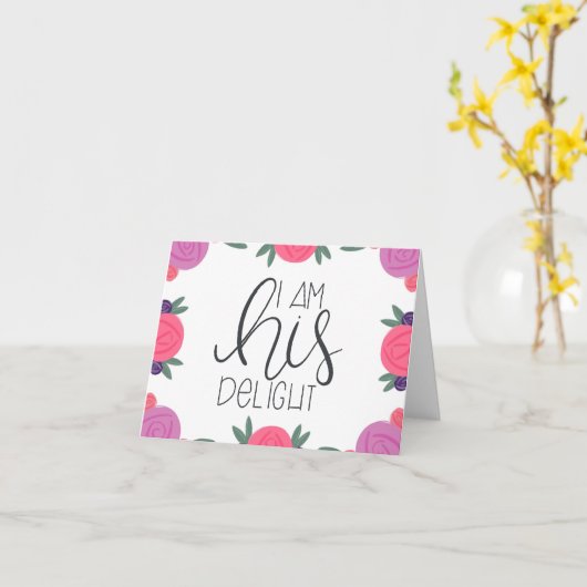 私は彼の喜び明るい花模様空白のNotecard カード (黄色い花)