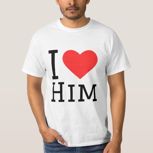 私は彼の四角いステッカーが大好きだ Tシャツ (正面)