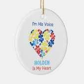 私は彼の声だ彼は私のハート自閉症の意識 セラミックオーナメント (右)