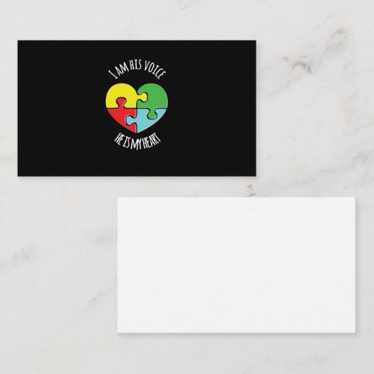 私は彼の声の自閉症意識Tシャツの母の親 名刺 (正面/裏面)