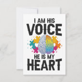 私は彼の声は彼は私のハート自閉症の意識ママである サンキューカード (正面)