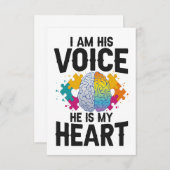 私は彼の声は彼は私のハート自閉症の意識ママである サンキューカード (正面/裏面)
