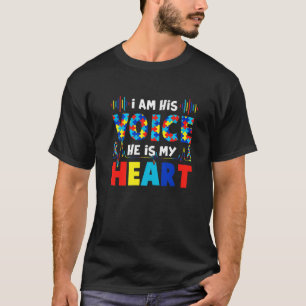 私は彼の声は彼は私のハート自閉症の母Awa Tシャツ
