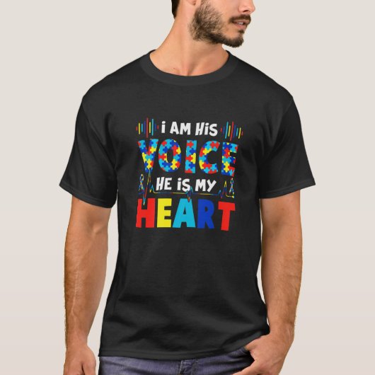 私は彼の声は彼は私のハート自閉症の母Awa Tシャツ (正面)