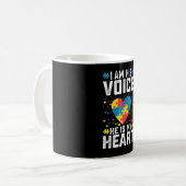 私は彼の声は彼は私のハート自閉症ママパパ コーヒーマグカップ (正面左)