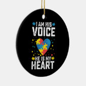 私は彼の声は彼は私のハート自閉症ママパパ セラミックオーナメント (右)