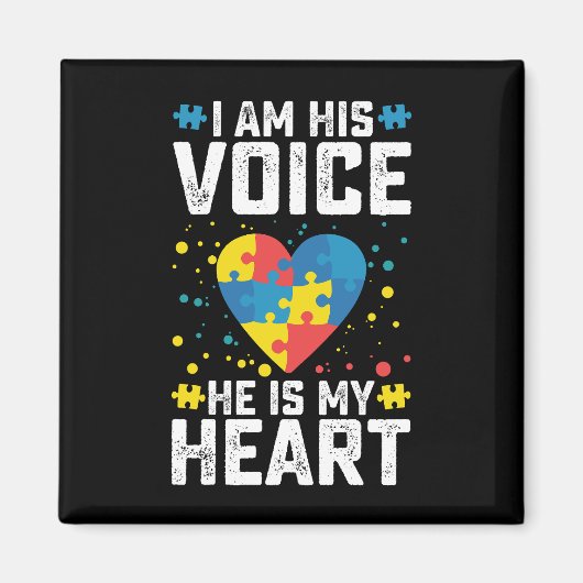 私は彼の声は彼は私のハート自閉症ママパパ マグネット (正面)