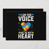 私は彼の声は彼は私のハート自閉症ママパパ 招待状 (正面/裏面)