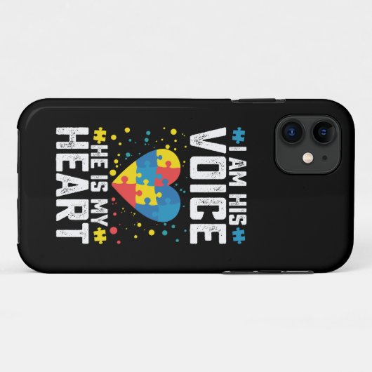 私は彼の声は彼は私のハート自閉症ママパパ Case-Mate iPhoneケース (裏面(横))