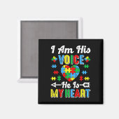 私は彼の声は彼は私のハート自閉症ママ自閉症Aw マグネット (正面/裏面)