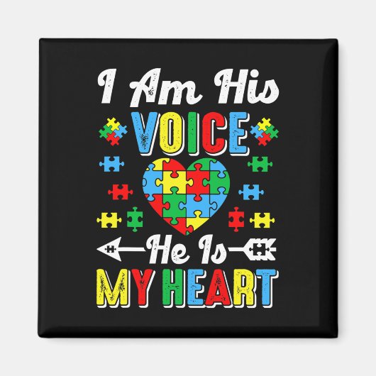 私は彼の声は彼は私のハート自閉症ママ自閉症Aw マグネット (正面)