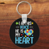 私は彼の声は彼は私のハート、自閉症意識Pである キーホルダー (正面)