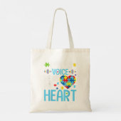 私は彼の声は彼は私のハート、自閉症意識Pである トートバッグ (裏面)