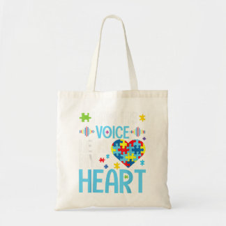 私は彼の声は彼は私のハート、自閉症意識Pである トートバッグ