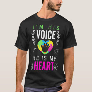 私は彼の声彼は私のハート自閉症意識パパ Tシャツ