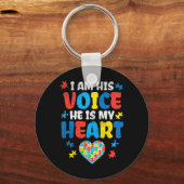 私は彼の声彼は私のハート自閉症意識ASL キーホルダー (正面)