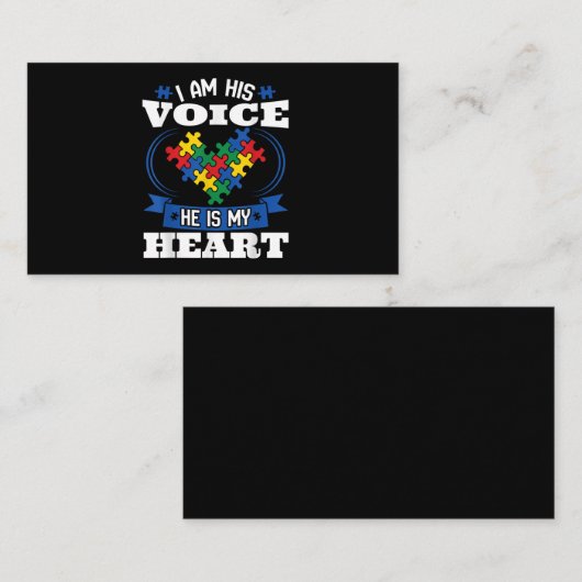 私は彼の声、彼は私のハート自閉症意識の息子である 名刺 (正面/裏面)
