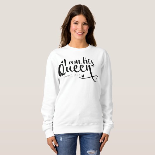 私は彼の王妃周年記念ギフトの妻のカスタム妻 スウェットシャツ (正面フル)