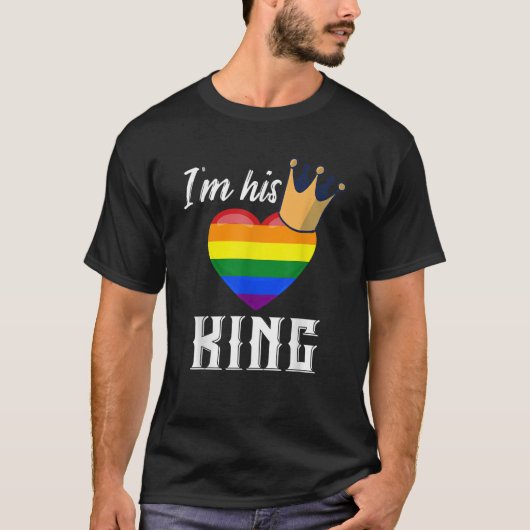 私は彼の王LGBTQレインボーハートゲイボーイフレンドT S Tシャツ (正面)