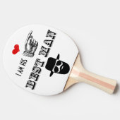 私は彼の花婿介添人ヒップスター髭ひげ帽子 卓球ラケット (横)