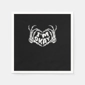 私は彼は面白いハロウィーンの衣装スケルトンの手を大丈夫 スタンダードカクテルナプキン (正面)