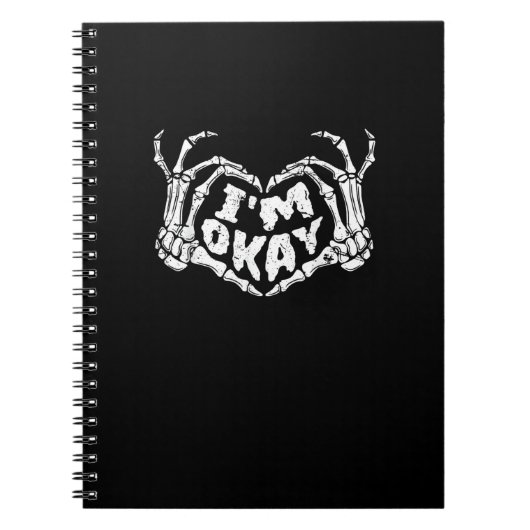 私は彼は面白いハロウィーンの衣装スケルトンの手を大丈夫 ノートブック (正面)