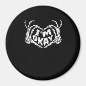 私は彼は面白いハロウィーンの衣装スケルトンの手を大丈夫 マグネット (正面)