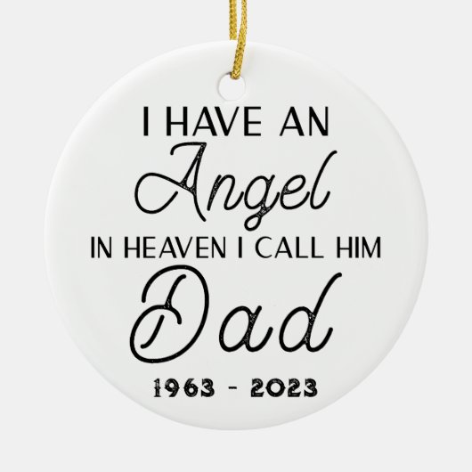 私は彼をパパと呼ぶ天国に天使がいる セラミックオーナメント (正面)