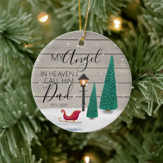 私は彼を天国の天使記念パパと呼ぶクリスマス セラミックオーナメント (ツリー)